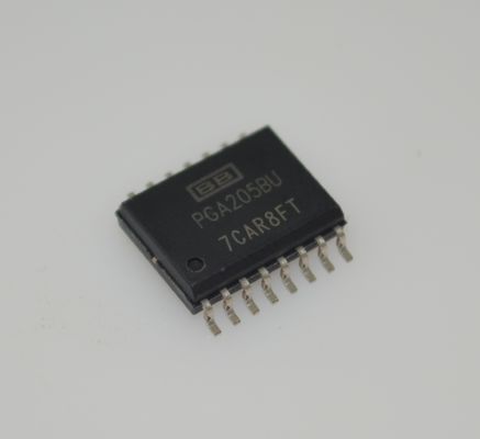 PGA205BU 프로그래밍 가능 이득 증폭기 1-1000x 이득 범위 1MHz 대역폭 ±18V 전원 공급 장치 0.01% 이득 오차 DIP-16 -40°C ~ +85°C