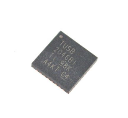 TUSB2046BIRHBR 4포트 USB 2.0 허브 컨트롤러, 12Mbps/1.5Mbps 지원, 통합 트랜시버, 3.3V 작동, 낮은 EMI, 절전 모드 및 산업용 온도 범위(-40°C ~ 85°C)