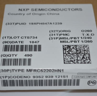 MFRC52202HN1 ISO 14443A/MIFARE 지원 SPI/I2C/UART 인터페이스, 10cm 범위, 저전력 모드 충돌 방지 및 보안 액세스 시스템을 위한 컴팩트 HVQFN32 패키지
