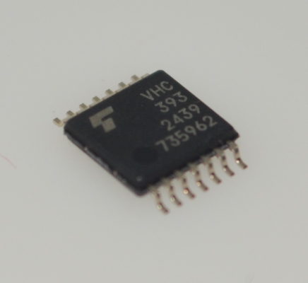 74VHC393FT Dual 4-Bit Binary Counter with 2-5.5V Operation Asynchronous Reset 5.5V-Tolerant Inputs 8mA Output Drive High Noise Immunity and TSSOP-14 Package