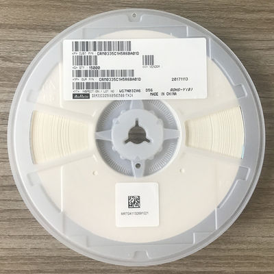 GRM0335C1H5R6BA01D 5.6pF ±0.1pF 0402 MLCC, 50V 정격, C0G(NP0) 유전체, 최고의 안정성, 높은 Q 팩터, 초저손실, 할로겐 프리, 자동차 회로용 테이프 & 릴 포장