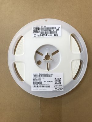 RC0603FR-0710KL 10kΩ 정밀 저항 0603 케이스 1% 허용 오차 ±100ppm/°C TCR 1/10W 정격 박막 기술 할로겐 프리 RoHS 규격 풀업 및 센서 회로용