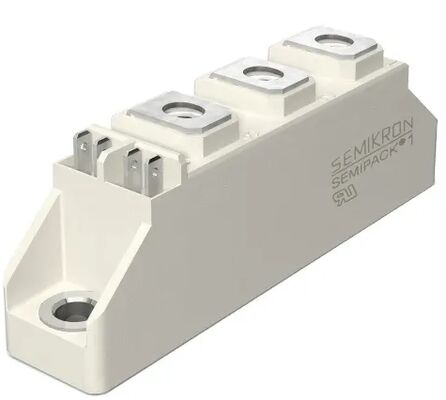 SKKT107B16E 1600V 107A 듀얼 티리스터 모듈 낮은 VF 1.35V 2.4kA 급증 AlN 세라믹 기본 압력 접촉자 SEMIPACK1 격리 UL 인증 소프트 스타터 및 드라이브