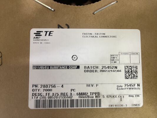 280756-4 4 포지션 2.5mm 피치 와이어-투-보드 리셉터클 크림프 하우징 마찰 잠금 패널 마운트 UL 94V-0 극성 4.5A 정격 전력 분배 및 산업 제어용